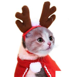 Décorations de Noël Costumes de chat Vêtements drôles du Père Noël pour petits chats Chiens Année de Noël Vêtements pour animaux de compagnie Hiver Kitty Kitten Tenues Dham1