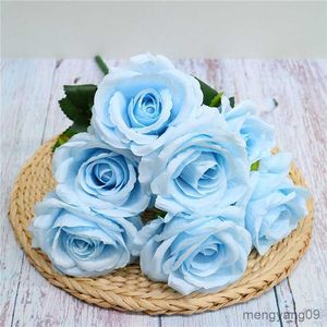 Décorations de Noël Pas cher Belle pivoine artificielle Roses Fleurs de soie Têtes Bleu Rose Bouquet de mariage Décoration de la maison Décor R230922
