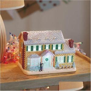 Decoraciones navideñas Decoraciones navideñas Vacaciones Decoración de edificios de aldea iluminada para el hogar Luz brillante Casa pequeña Dhaft creativa