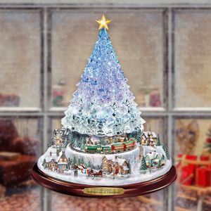 Decoraciones navideñas Árbol de Navidad Escultura giratoria Decoraciones de trenes Pegar Pegatinas de pasta de ventana 20 x 30 cm 231009