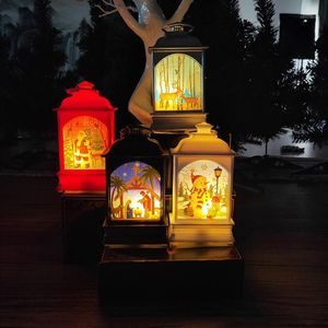 Decoraciones navideñas Luz LED creativa Mini casa Árbol Adornos colgantes Fiesta navideña Linterna artesanal Molino de viento de Papá Noel Decoración de Navidad1