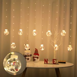 Décorations de Noël rideau lumineux lampe chaîne en plastique souhaitant boule 10 pièces/ensemble LED fil de cuivre lumière père noël arbre pendentif A12