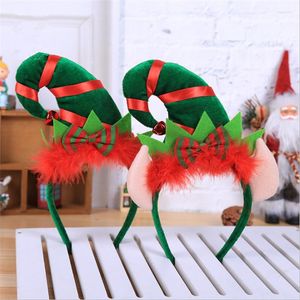 Décorations de noël décoration fête rouge plume elfe chapeau bandeau cadeau enfants cheveux accessoires 2022 année Navidad