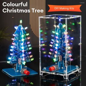 Décorations de Noël DIY 3D Arbre Soudage Pratique Coloré LED Clignotant RVB Science Électronique Assembler Kit Arbres