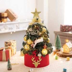 Décorations de Noël DIY rose Mini arbre de Noël ensemble bureau arbre de Noël décoration or cadeau LED arbre de Noël décoration accessoires x1020