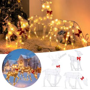 Décorations de Noël est Glowing Iron Elk Deer Christmas Garden Decor LED Light Glowing Glitter Renne Xmas Home Outdoor Yard Ornement Décor 231005