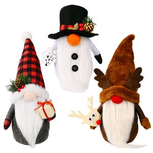 Décorations de Noël Gnome sans visage fait à la main en peluche Père Noël bonhomme de neige poupée de renne fête à la maison ornement de fenêtres XBJK2108