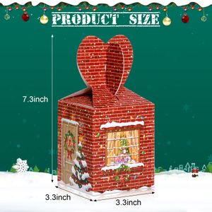 Decoraciones navideñas Cajas de regalo 3D Goody Treat Navidad Cartón Galleta Eve Packaging House Santa Muñeco de nieve Gable para favor de fiesta y envoltura Otex4