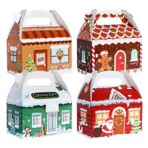Decoraciones navideñas Cajas de regalo Trato de galletas Casa de Navidad 3D Cartón a dos aguas para dulces Suministros para fiestas navideñas Dar Bingdundun Ammcj