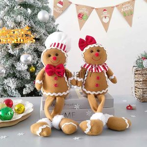 Décorations de Noël Poupée bonhomme en pain d'épice de Noël en peluche avec jambes, décoration d'arbre de Noël, cadeau de nouvel an pour enfants 2023, décoration de Noël en famille x1020