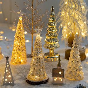 Décorations de Noël en verre brillant, arbre de bureau, veilleuses décoratives pour fête, centre commercial, fenêtres de Noël, cadeaux de festival, ornements en cristal