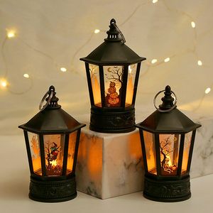 Décorations de Noël Halloween LED Bougie Lumière Vintage Sorcière Château Citrouille Fantôme Suspendu LED Lanterne Lampe Haloween Party Décor Fournitures 230907