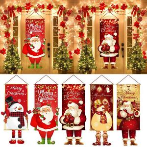 Christmas Decorations Hanging Flag Porch Door Banner For Home 2023 Ornaments Xmas Gifts Navidad Year Decor 2024