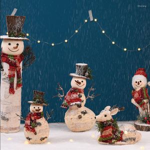 Adornos navideños Imitación Corteza de abedul Muñeco de nieve Elk Doll Oranments Árbol de Navidad Regalo