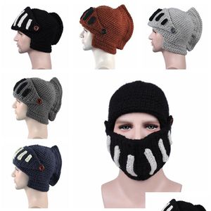 Decoraciones navideñas Gorros de ganchillo de punto Sombrero El caballero romano Gorros cálidos de invierno para gladiadores Hombre Mujer Sombreros de hip hop Suministro de fiesta Dhboi