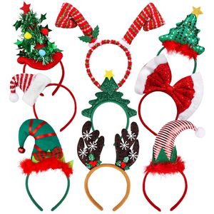 Décorations de Noël L Bandeaux de Noël Chapeaux assortis Père Noël Bois de renne Bande de cheveux de bonhomme de neige pour l'accès à la fête C1110