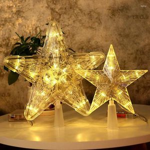Christmas Decorations Led Decoration Five-Pointed Star Lights Xmas Tree Hanging Ornaments Transparent Luminous Pendant Home