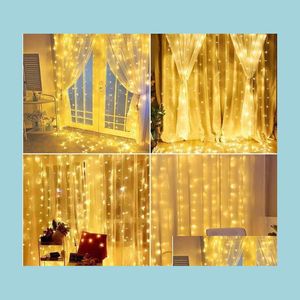 Décorations de Noël LED Icicle String Christmas Fairy Lights Maison extérieure pour la fête de mariage Rideau Jardin Déco Drop Livraison 2021 Dhdu7