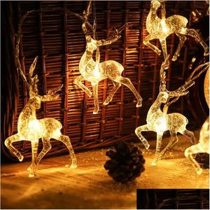 Décorations de Noël LED Sika Deer Light String Oranments en forme d'élan Arbre de Noël Lanterne Joyeux Décor pour la maison Happy Year 211104 Drop DHC9K