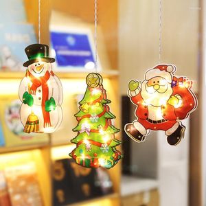 Décorations de Noël Lumières Année Fenêtre Autocollants Suspendus Maison LED Ventouse Petites Lanternes