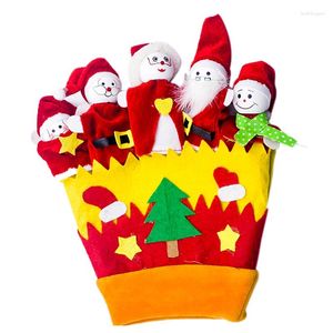 Decoraciones navideñas LIXF Pulgar Guantes de juguete Muñeco de nieve Papá Noel Muñeca de tela Guante Dedo de felpa Historia de dibujos animados Telli