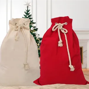 Decoraciones navideñas, sacos de Papá Noel, bolsas de regalo, árbol de Claus, cordón blanco liso, bolsa de juguete para dulces, decoración del hogar para niños
