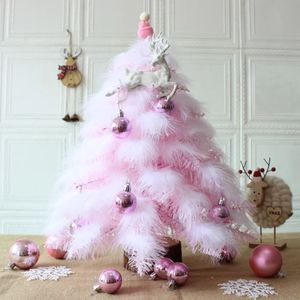 Décorations de Noël Mini arbre de Noël plume fille bricolage cadeau de Noël décorations de Noël pour la maison 45 cm arbre de Noël rose cadeau romantique 231121