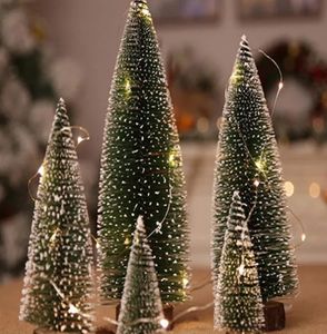 Decoraciones navideñas, miniárbol, luces de colores claros cálidos, Navidad pequeña para el hogar