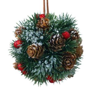 Decoraciones navideñas Bola de muérdago natural Flores secas Decoración de invierno Árbol colgante Adorno de fiesta Espuma Plástico Piña 10 cmNavidad