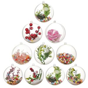 Adornos navideños Adornos de bolas de plástico transparente que se pueden abrir 4 cm a 14 cm Adorno de árbol Fiesta Boda Bolas transparentes Suministros SN4103