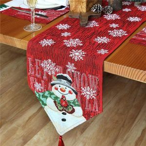 Décorations de Noël Party Linen Table Runner Merry for Home Snowman de Snowman de Noël Bonne année