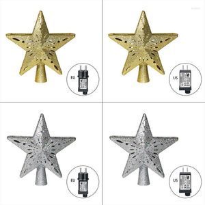 Décorations de Noël Pick Star Projecteur Tree Topper Éclairage Rotatif 3D Glitter Éclairé avec une bande LED intérieure réglable RVB