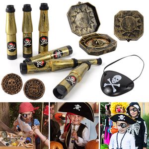 Decoraciones navideñas Pirata Decoración de cumpleaños Esqueleto Parches para los ojos Telescopio Monedas para niños Regalos Juguetes Fiesta de Halloween Cosplay Accesorios 230905