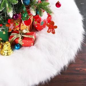 Décorations de Noël Jupe d'arbre en velours en peluche Blanc neigeux Fausse fourrure douce Arbres de Noël Tapis Tapis Ornements pour la décoration de la maison de la fête de l'année