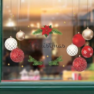 Decoraciones navideñas bola roja pegatina de pared extraíble dorado no tóxico adornos de oficina decoración de tienda baño impermeable para el hogar