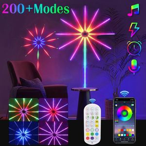 Décorations de Noël Smart RGB Feu d'artifice Lampe de nuit à distance DIY LED Light Strip Music Sync Magic Color Ambient 2023 Lights Home Decor 231025