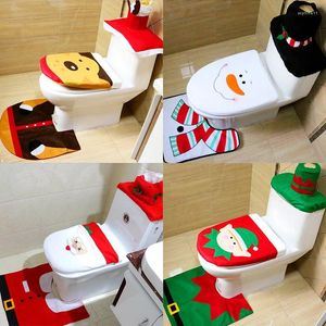 Suministro de decoraciones navideñas, juego de baño, funda para asiento de inodoro, soporte para alfombrilla de baño, tapa para taburete, decoración del hogar