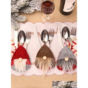 Décorations De Noël Suédois Santa Gnome Vaisselle Sac Fourchette Couteau Porte-couverts Sierware Table De Fête Dîner Décor Jk2011Xb Drop De Dhll9