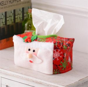 Adornos navideños Cubierta de pañuelos Adornos de escritorio Decoración para el hogar Caja de pañuelos Suministros de Navidad 16 * 10 cm dd757