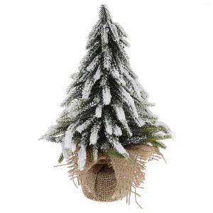 Decoraciones navideñas Árbol Christmastrees Desktop Miniparty Snow Tabletop Decor Flocked Artificialdecorations Pine Scene Ornamento Suministros