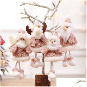 Décorations De Noël Arbre Décoration Pendentif Dessin Animé Père Noël Bonhomme De Neige Elk Renne Suspendu En Peluche Poupée Jouet Ornements De Noël Maison De Dhd1I