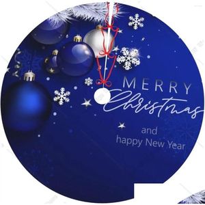 Decoraciones navideñas falda de árbol azul rama rama cola de copos de copos de nieve para naves de vacaciones.