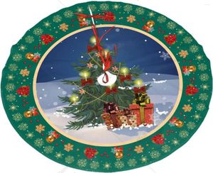 Decoraciones navideñas Falda de árbol Alfombra acogedora de Navidad rústica verde con campana de copo de nieve para adornos navideños