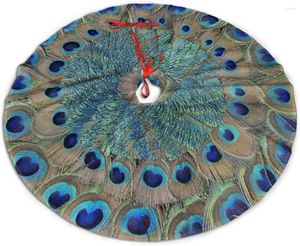 Décorations de Noël Jupe d'arbre Plume de paon Méditation Boho Mandala Fournitures de fête de Noël Grand tapis Décor pour les ornements de la maison