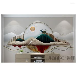 Décorations de noël TV fond papier peint auto-adhésif moderne minimaliste 3D autocollant mural 5D salon décoration