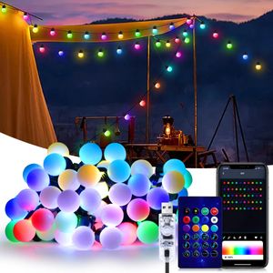 Décorations de Noël USB Bluetooth G18 LED String Light 10M 50 Blubs Festoon Fairy Lights Camping Chambre Extérieure Jardin Décor Garland 231025