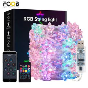 Decoraciones navideñas Luces USB Cadena WS2812B RGB Color de sueño Decoración de cumpleaños Fiesta Estrella Fresa Habitación Aplicación Luz remota 231030