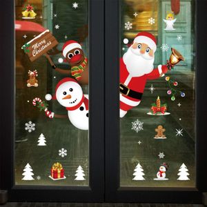 Décorations de Noël Autocollants de fenêtre Père Noël Bonhomme de neige Stickers muraux de Noël Autocollant extérieur pour salon chambre salle de classe Windows S Amtyp