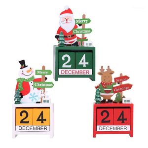 Decoraciones navideñas Año 2023 Feliz para el hogar Mini calendario de madera Adorno de Navidad Decoración Artesanía Regalo1
