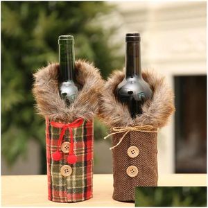 Décorations De Noël Année Bouteille De Vin Poussière Er Père Noël Sacs Cadeaux De Noël Noel Pour La Maison Dîner Table Décor Drop Delivery Garden Fest Dh5Br